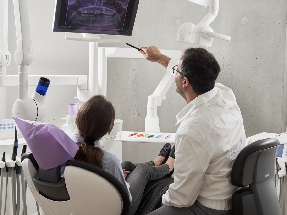 Dental team with patient