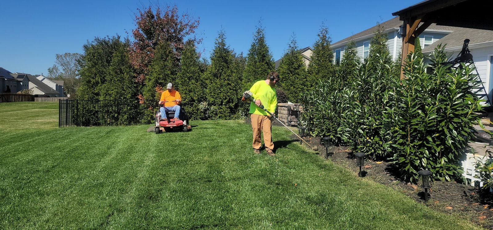 Landscaping team at work